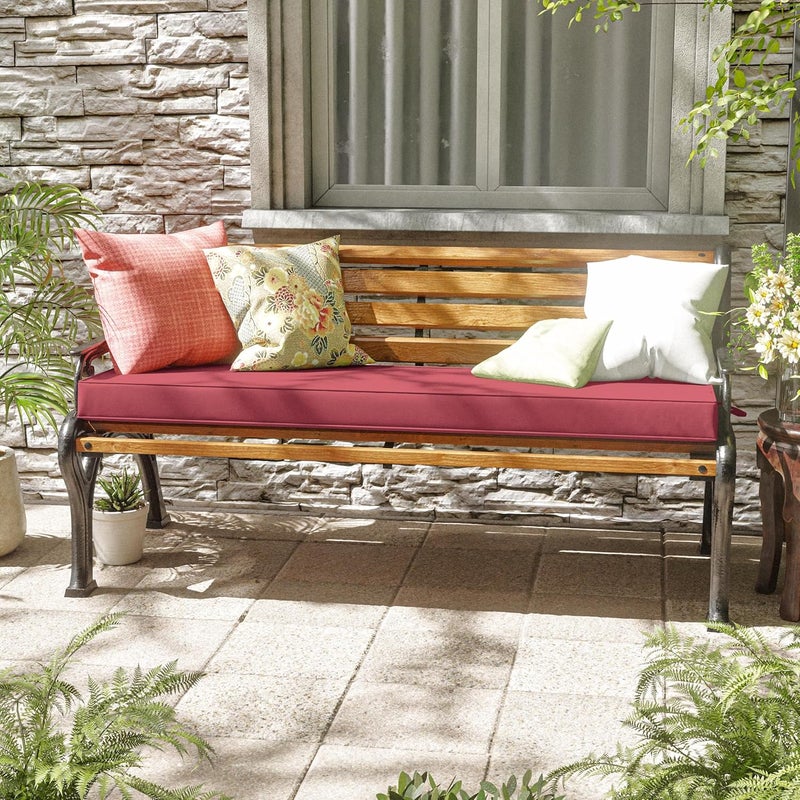 Pakunoda Premium Outdoor Bench Cushions for Patio Furniture 3.5inches Memory Foam Bench Cushion Waterproof Fade Resistant Porch Swing Cushions with Straps 60×18 Inch Fuchsiared - Image 2